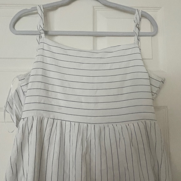 Lulus White Striped Tie-Back Midi Dress with Pockets maternity friendly size L - Picture 9 of 10
